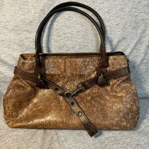 ROBERTA GANDOLFI Embossed leather purse, Bronze,‎ Vintage, EUC